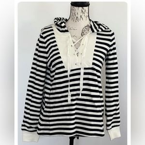Women’s Hooded Pullover Striped Long Sleeve Sweatshirt Size Small